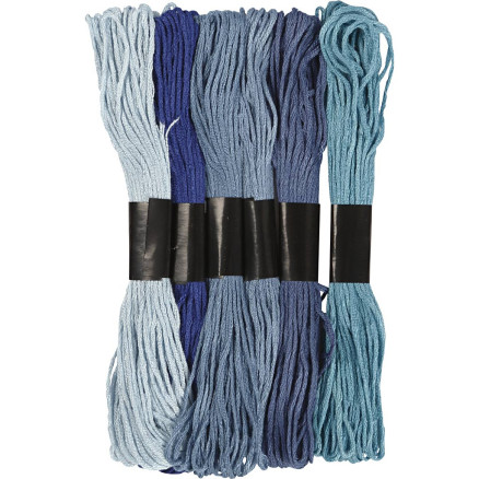 Stickgarn, Dicke 1 mm, Harmonie in Blau, 6 Bündl./ 1 Pck von Diverse