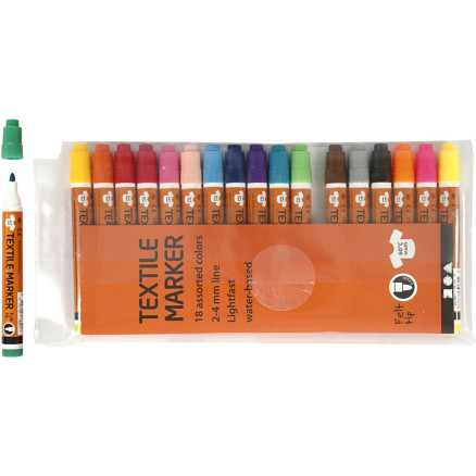 Stoffmalstifte, Strichstärke 2-4 mm, Sortierte Farben, 18 Stk/ 1 Pck von Diverse