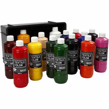 Textilfarbe, Sortierte Farben, 15x500 ml/ 1 Pck von Diverse