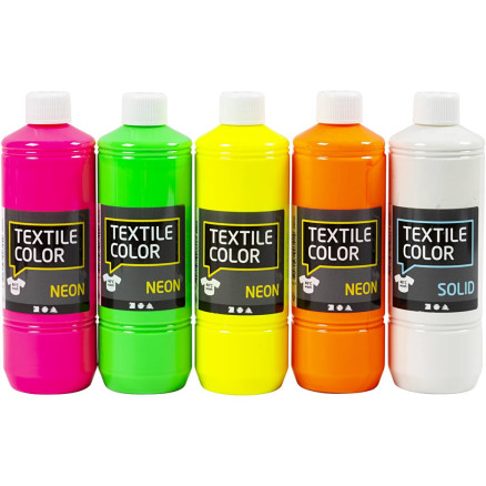 Textilfarbe, Sortierte Farben, 5x500 ml/ 1 Pck von Diverse