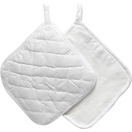 Topflappen, Größe 20x20cm, 145 g/qm, 4 Stk, Weiß von Diverse