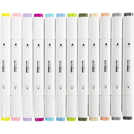 Twin Marker Filzstifte, Strichstärke 1+8 mm, Pastellfarben, 12 Stk/ 1 Pck Twin Marker Filzstifte, Strichstärke 1+8 mm, Pastellfarben, 12 Stk/ 1 Pck von Diverse