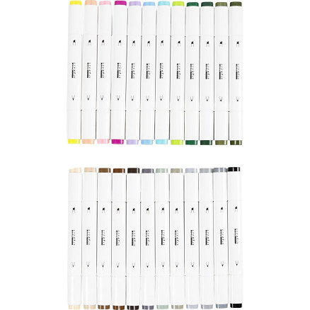 Twin Marker Filzstifte, Strichstärke 1+8 mm, Pastellfarben, Standard-Farben, 24 Stk/ 1 Pck Twin Marker Filzstifte, Strichstärke 1+8 mm, Pastellfarben, Standard-Farben, 24 Stk/ 1 Pck von Diverse