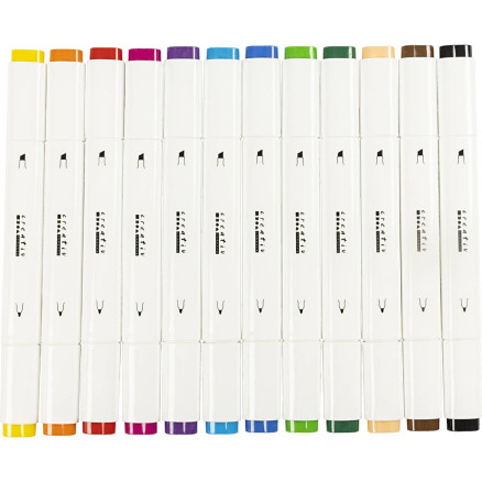 Twin Marker Filzstifte, Strichstärke 1+8 mm, Standard-Farben, 12 Stk/ 1 Pck Twin Marker Filzstifte, Strichstärke 1+8 mm, Standard-Farben, 12 Stk/ 1 Pck von Diverse