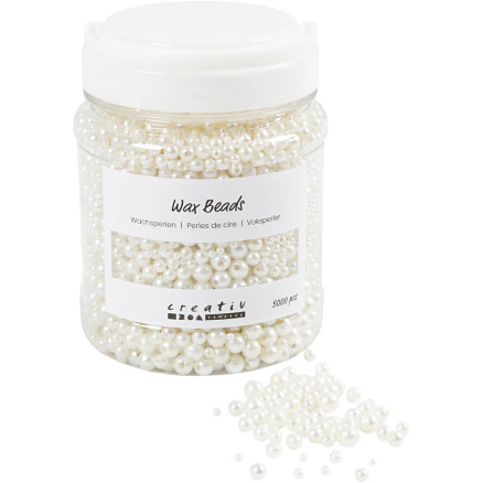 Wachsperlen, Durchm. 3-8 mm, Lochgröße 1,3-2,5 mm, weißes Perlmutt, 700ml/ 1 Dose, 430 g von Diverse