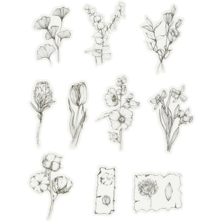 Washi-Sticker, schwarz/weiße Blumen, Größe 30-50 mm, 30 Stück / 1 Pk. Washi-Sticker, schwarz/weiße Blumen, Größe 30-50 mm, 30 Stück / 1 Pk. von Diverse