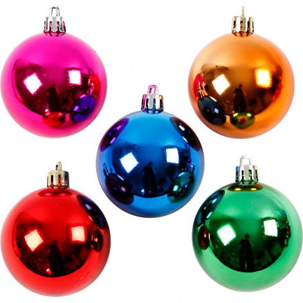 Weihnachtsbaumkugeln, D: 6cm, 20 Stk, kräftige Farben Weihnachtsbaumkugeln, D: 6cm, 20 Stk, kräftige Farben von Diverse