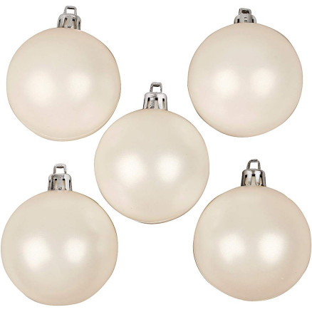 Weihnachtsbaumkugeln, D 6 cm, Weiß, Perlmutt, 20 Stk/ 1 Pck Weihnachtsbaumkugeln, D 6 cm, Weiß, Perlmutt, 20 Stk/ 1 Pck von Diverse