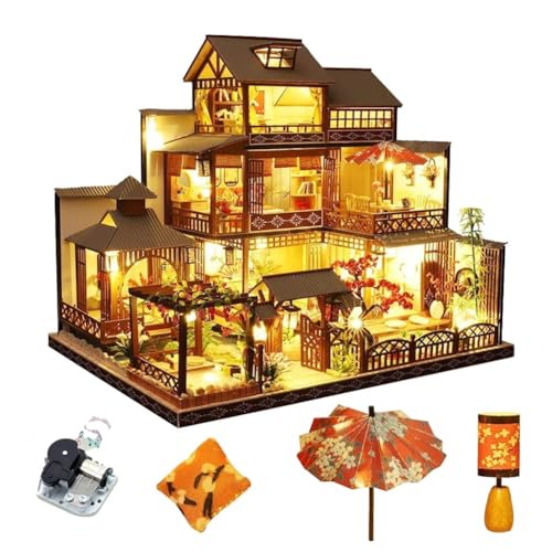 Diymnhaus Das japanische Haus hat minihäuser und möbel, DIY-holzpuppen mit led-lampen und kreativen geschenken für alle Freunde und Familien von Diymnhaus
