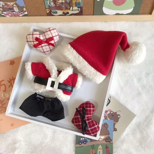 Iabubu Weihnachten Bekleidung Passende für Labubu - Plüsch Toy, Zubehör für Puppe, Mini Plüsch Puppen Süße Puppenkleidung Für Labubu Doll Puppe, Outfit nur zubehör (ohne Puppe)-Rot von Diymood