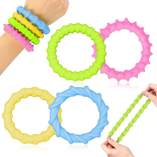 Diyxisk Kauarmband für Kinder, 4 Stücke Anti Stress Armband, Elastizität Sensorik Spielzeug, Anti Stress Spielzeug Kinder, für Autistische Kind und Erwachsene mit Besonderen Bedürfnissen von Diyxisk