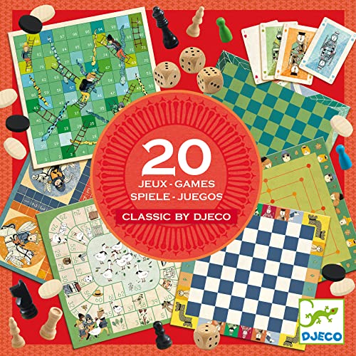 DJECO 15 DJ05219 Familienspiele traditionelle Klassische 20 Spiele, bunt von Djeco