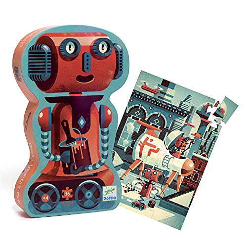 DJECO 37239 P. Silueta Bob EL Robot Puzzle, bunt von Djeco