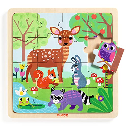 DJECO DJ01812 Steckbare Puzzle zusammensteckbares Puzzlo Forest, bunt von Djeco