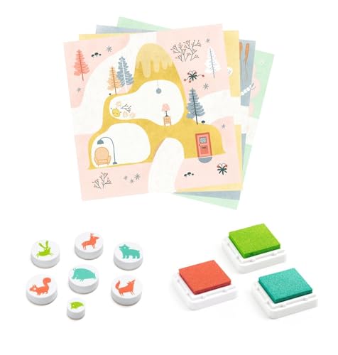 Djeco DJ09953 Stempel 3-6 - Zu Besuch | Kreativ-Set von Djeco