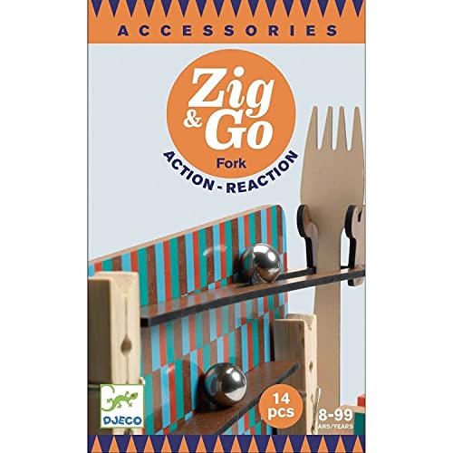 DJECO 35646 Construcción Zig & Go Fork 14 pzas. Holzpuzzles, bunt von Djeco