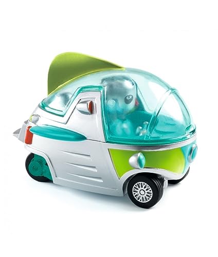 DJECO Crazy Motors Visitor X – Metall-Spielzeugauto mit Fahrerfigur, Federung & Gummireifen – Futuristisches Design für geheime Rennmissionen – Ab 3 Jahren von Djeco