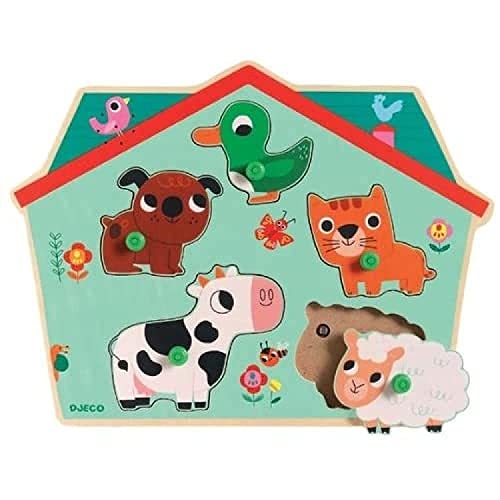 Djeco DJ01707 Tiere Geräuscht Puzzles, gemischt von Djeco