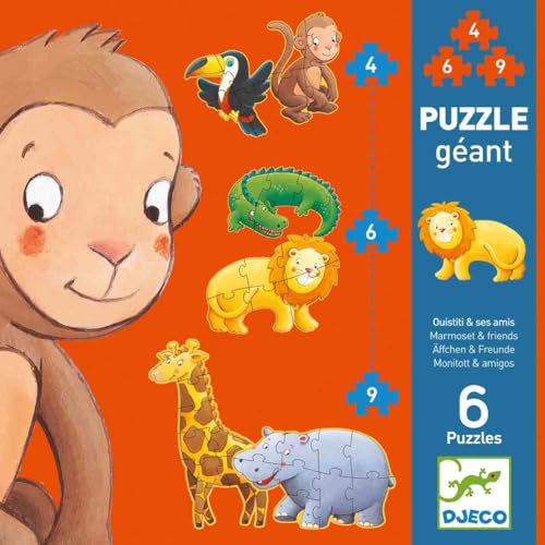 Djeco DJ07114 Tier Progressive Puzzles, gemischt von Djeco