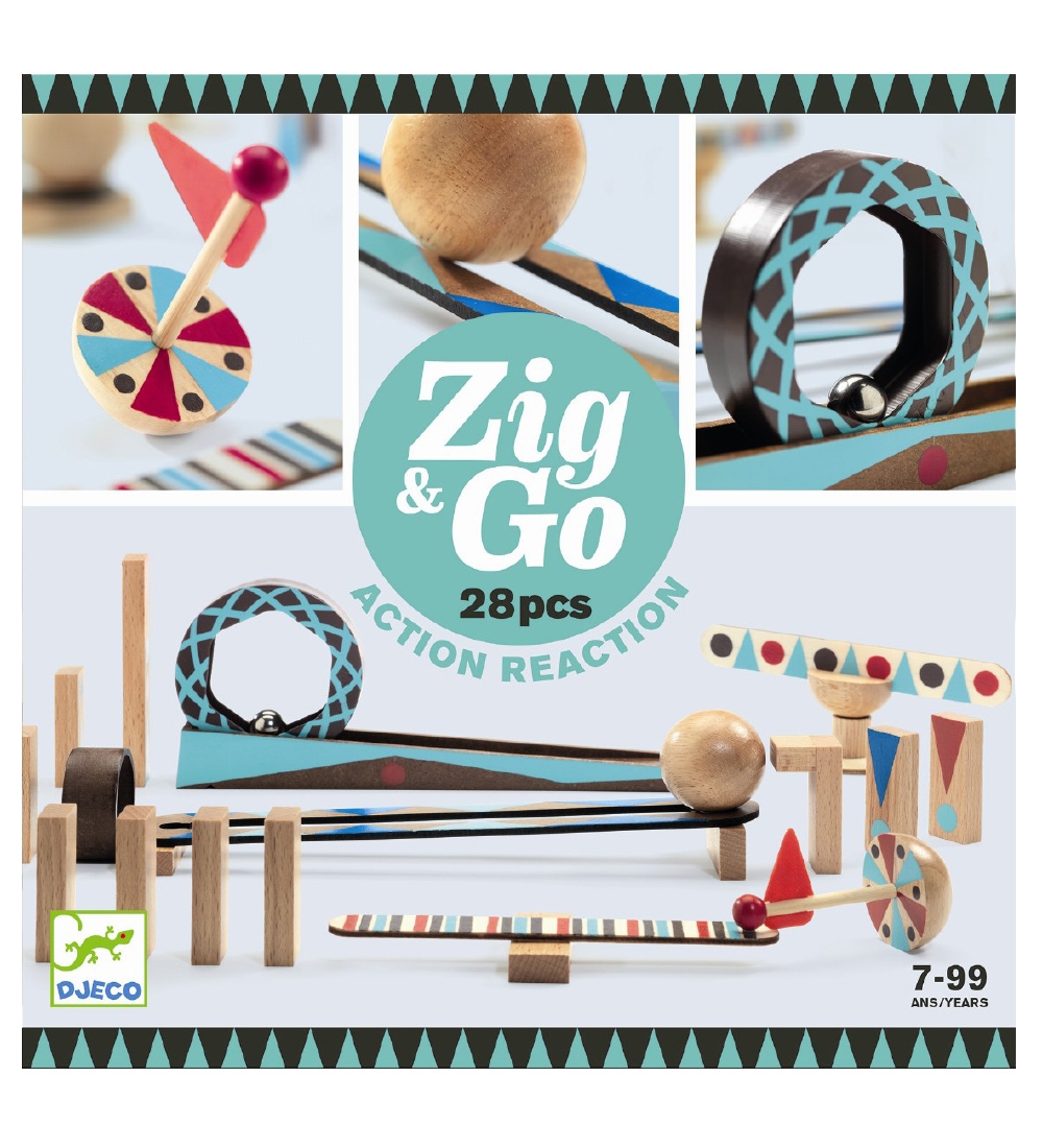 Djeco Kugelbahn - 28 Teile - Zig & Go - Holz - Djeco - One Size - Kugelbahn von Djeco