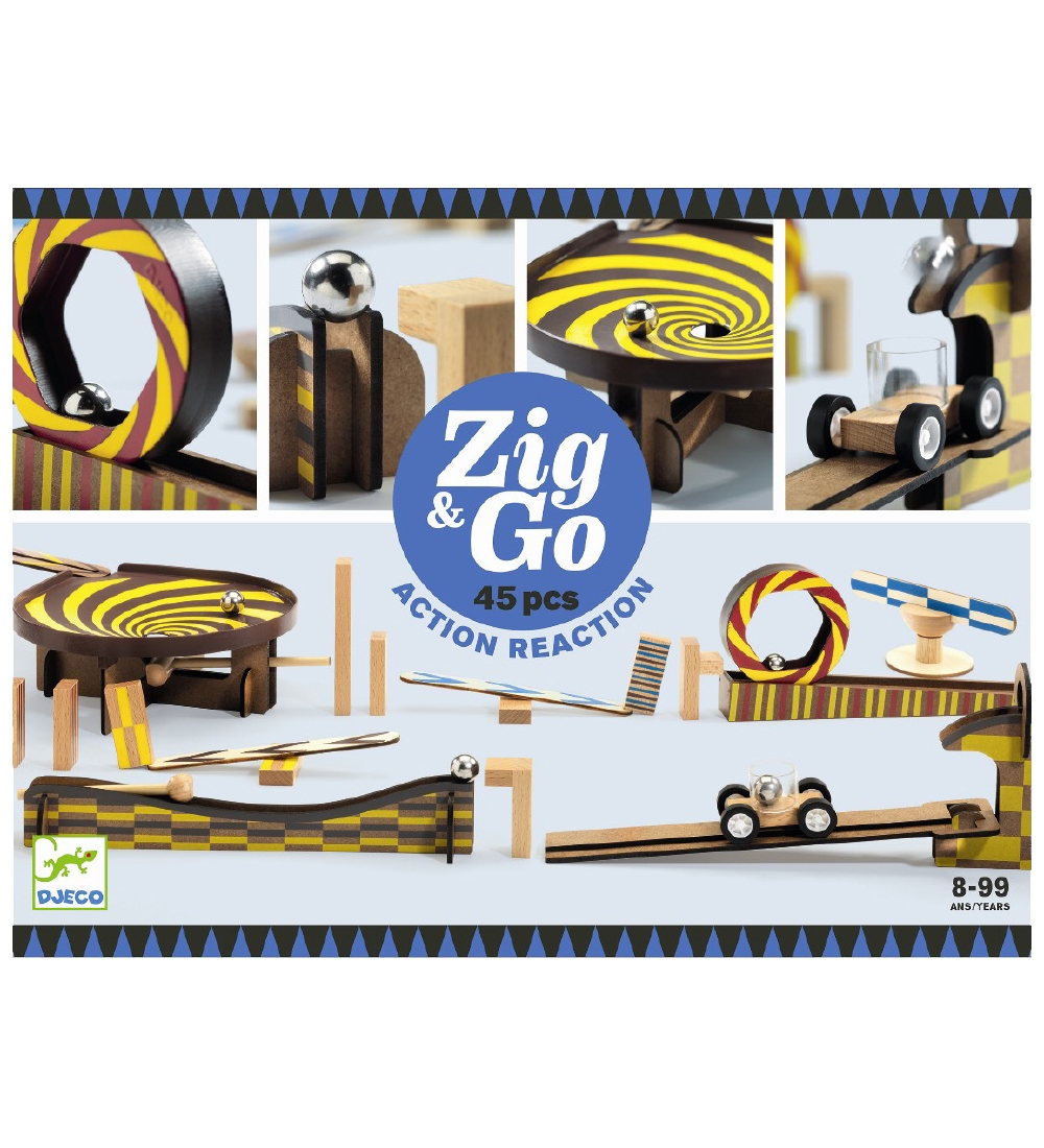 Djeco Kugelbahn - 45 Teile - Zig & Go - Holz - Djeco - One Size - Kugelbahn von Djeco