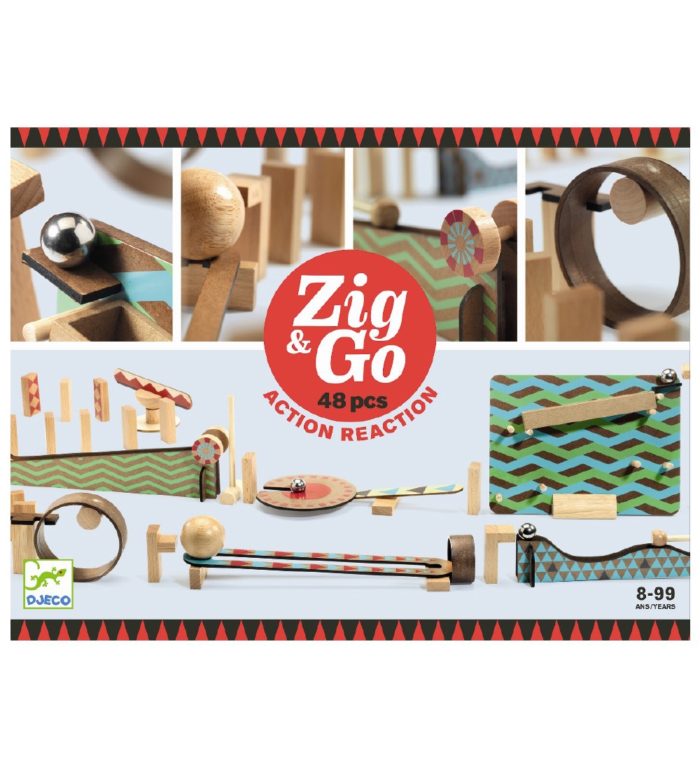 Djeco Kugelbahn - 48 Teile - Zig & Go - Holz - Djeco - One Size - Kugelbahn von Djeco