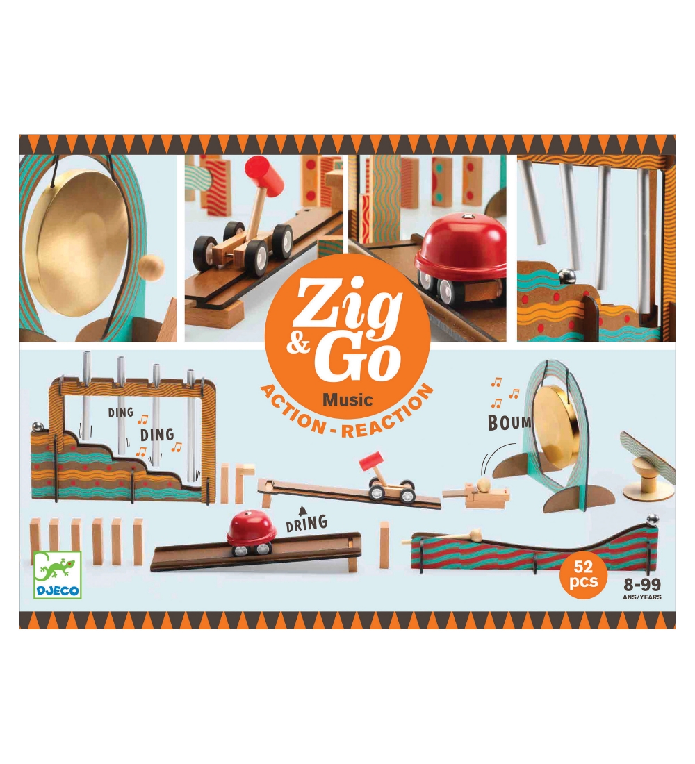 Djeco Kugelbahn - Holz - Zig & Go - 52 Teile - Music - Djeco - One Size - Kugelbahn von Djeco