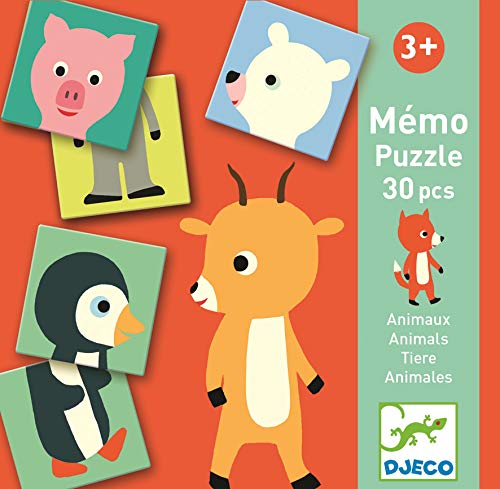 Djeco Lernendes Memo Animo-Puzzle (38126), bunt von Djeco