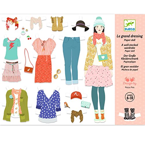 Djeco Paper Doll Le Grand Dressing – Kreatives Mode-Spiel – 6 bis 10 Jahre – Box zum Spielen des Stylisten – mehr als 100 Kleidungsstücke und Zubehör – 3 Puppen, Aufbewahrungsbox, langlebiger Karton Djeco Paper Doll Le Grand Dressing – Kreatives Mode-Spiel – 6 bis 10 Jahre – Box zum Spielen des Stylisten – mehr als 100 Kleidungsstücke und Zubehör – 3 Puppen, Aufbewahrungsbox, langlebiger Karton von Djeco