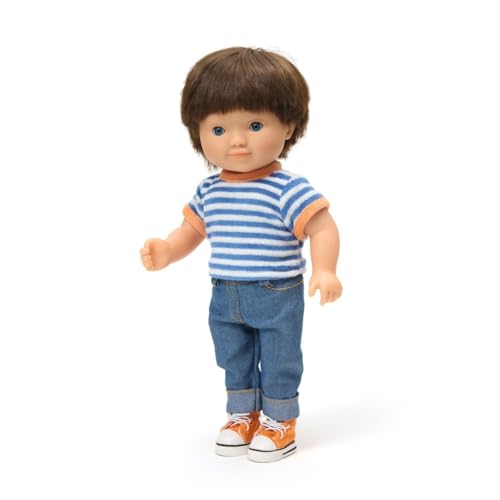 Djeco Puppe Fred | 32 cm große Jungenpuppe mit Schlafaugen & Vinylkörper, stehfähig & modisch gekleidet | Spielpuppe für Kinder ab 3 Jahren | POMEA Kollektion von Djeco