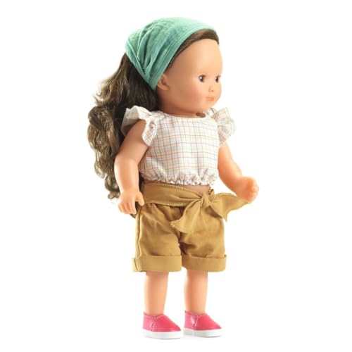 Djeco Puppe Joséphine | 32 cm große Stehpuppe mit kastanienbraunem Haar, Schlafaugen & waschbarer Kleidung | realistische Frisierpuppe ab 3 Jahren | POMEA Kollektion von Djeco