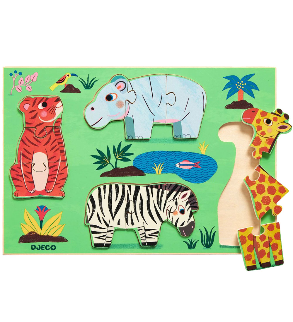 Djeco Puzzlespiel - Holz - 12 Teile - Coucou Tigers - Djeco - One Size - Puzzlespiele von Djeco