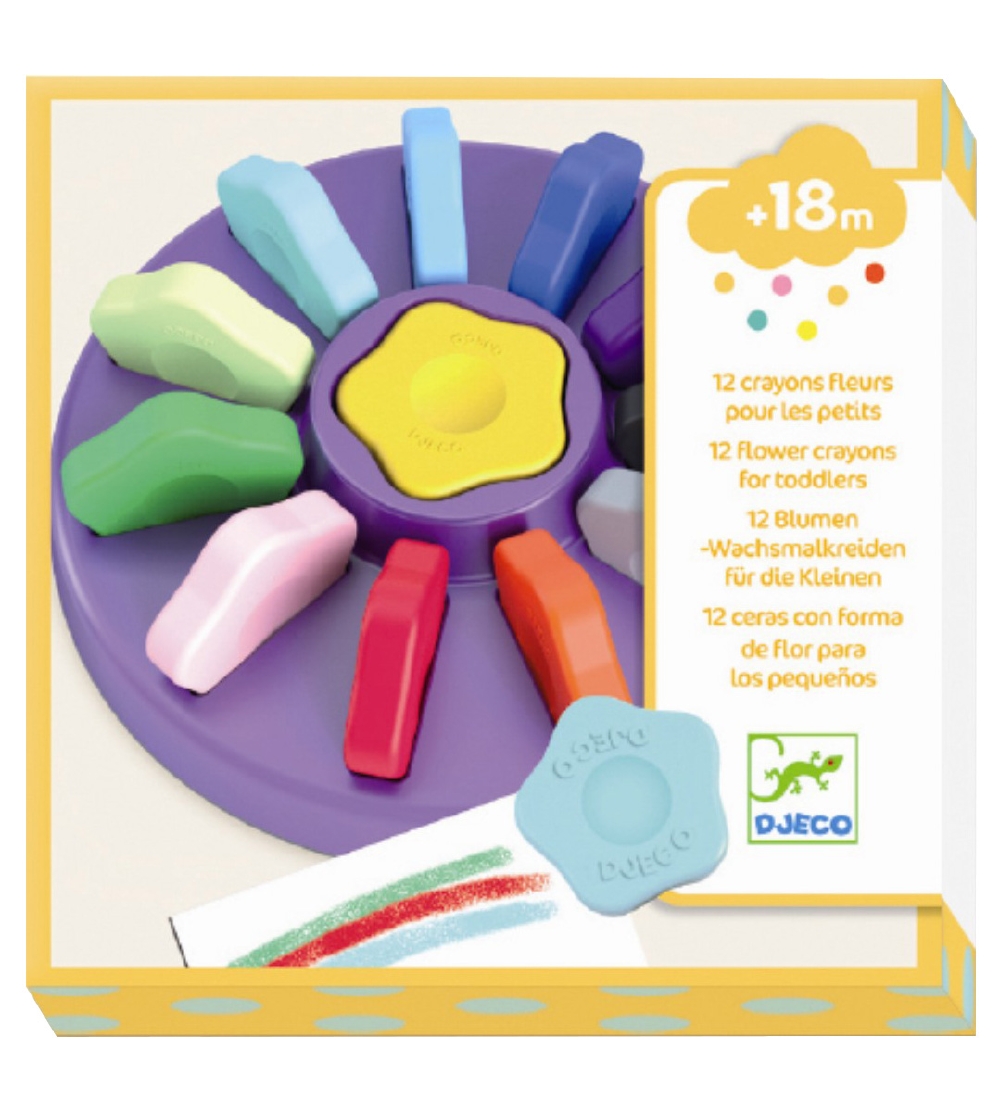Djeco Wachsmalstifte - 12 st. - Blumen - Djeco - One Size - Buntstiftsets von Djeco