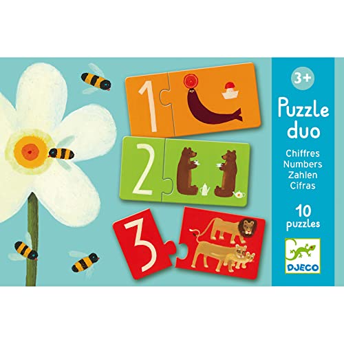 Djeco DJ08151 Animales Puzzle Duo Numbers, Multicolour von Djeco