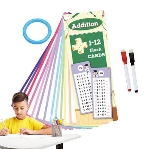 Djowyh Multiplikations -Flash -Karten, Multiplikationstisch -Flash -Karten | Times Tabellen Ressourcen für Kinder,Doppelseitiges interaktives Lernspiel mit 2 Trockener-Stiften für Klassenzimmer, von Djowyh