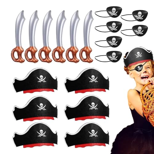 Djowyh Piraten-Party-Set,Cosplay-Piraten-Partyzubehör-Set | Piraten-Augenklappen, Schwerter, Hüte für Piratenpartys Djowyh Piraten-Party-Set,Cosplay-Piraten-Partyzubehör-Set | Piraten-Augenklappen, Schwerter, Hüte für Piratenpartys von Djowyh