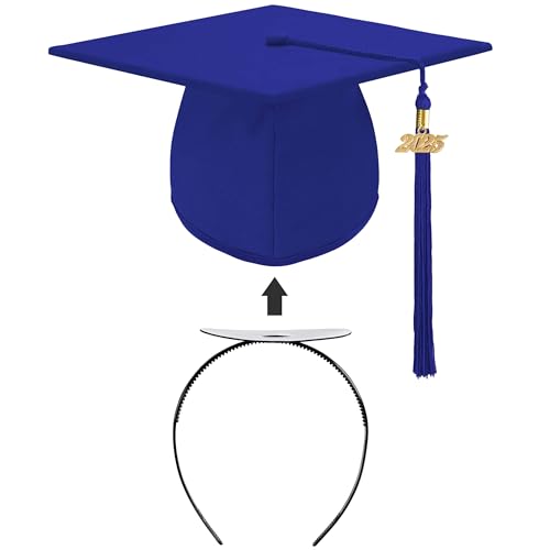 Dlala Uni Erwachsene Matte Graduation Cap mit 2025 Quaste und Stirnband Verstellbar für High School und Bachelor (Royal) von Dlala