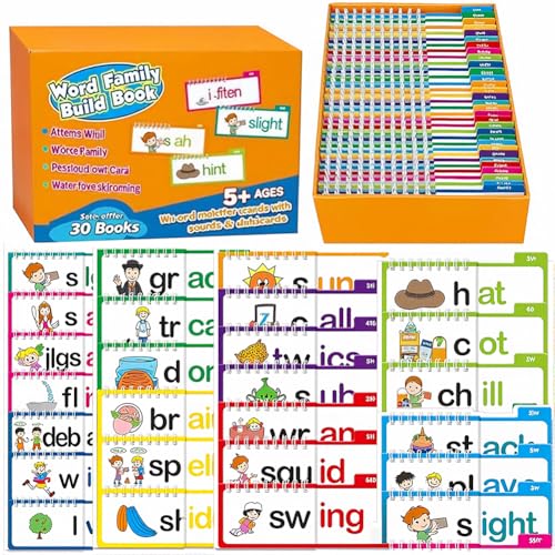30 Read and Rhyme Flip Books,Reimkarten & Wortfamilien-Karten FüR Kinder,Lernkarten Zum Buchstaben Lernen,SprachföRderung & LeseföRderung,Interaktive Lernspiele Ab 4 Jahre. von Dlishka