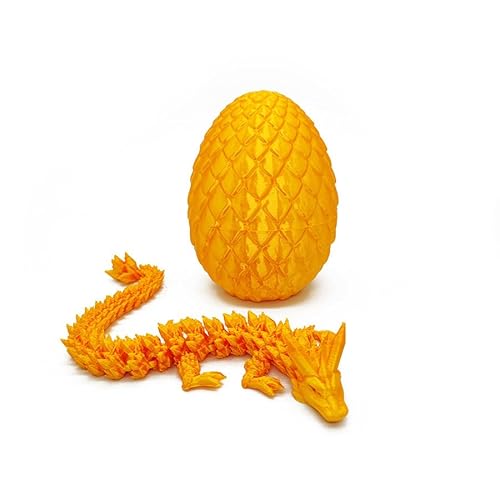 3D Gedruckter Drache im Ei,Fidget Toy,Drachenornament und Schreibtischspielzeug,Einzigartige Drachengeschenke für Spaß,Stressabbau und kreatives Spiel,Ostergeschenke für Männer. (Gelb) von Dlishka
