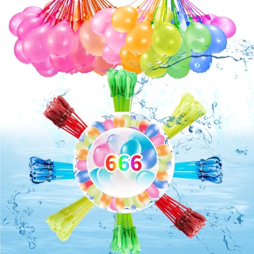666 StüCk Wasserbomben SelbstschließEnd,Wiederverwendbare Wasserballons,SchnellfüLlende Wasserbomben FüR Kinderpool,Quick Fill&Knot,Ideal FüR Party,Pool Und Strand Spiele. von Dlishka
