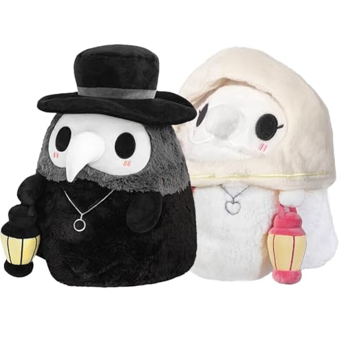 Dlishka Plague Doctor Plüsch + Krankenschwester-Spielzeug, Cartoon-Näh-Plüschtiere, Halloween, leuchtende Puppen, Vogelschnabel-Doktor, Plüschpuppen, 2 Stück, Weihnachtsgeschenk, Hexendoktor von Dlishka
