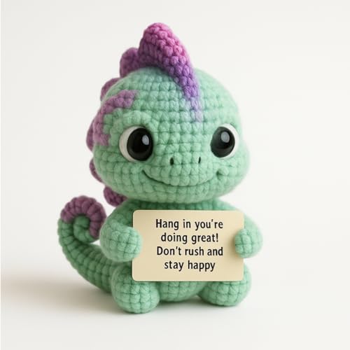 Positive Kartoffel Plushie,Pocket Hug Glücksbringer,Anti Stress Geschenk für Kinder & Erwachsene,Cute Room Decor,Gute Besserung & Du Schaffst Das Geschenk,Palm Pals Stofftier (Dinosaurier-4in) von Dlishka