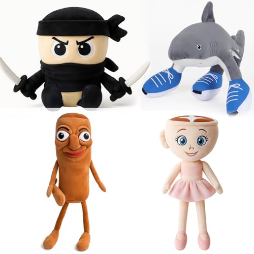 Tralalero Tralala Plüschfigur,Lustiges Italian Brainrot Kuscheltier Hai,Weiches Plüschie Für Kinder&Erwachsene,Tung Tung Tung Sahur Figur,Geschenk Für Gaming-Fans&Sammler (4PCS) von Dlishka
