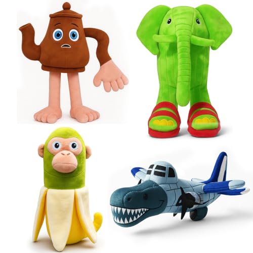 Tralalero Tralala Plüschfigur,Lustiges Italian Brainrot Kuscheltier Hai,Weiches Plüschie Für Kinder&Erwachsene,Tung Tung Tung Sahur Figur,Geschenk Für Gaming-Fans&Sammler (4PCS-B) von Dlishka
