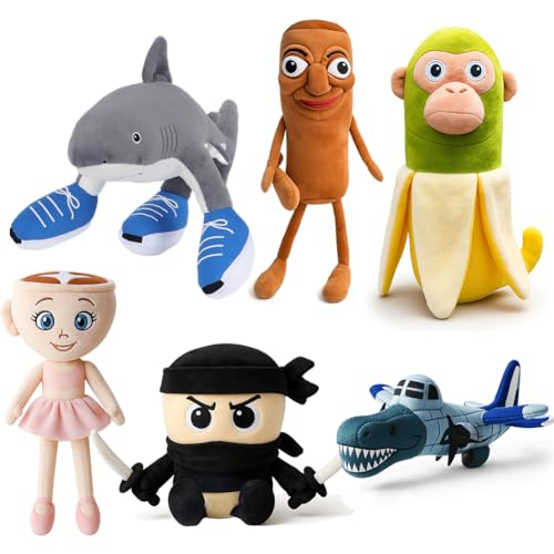 Tralalero Tralala Plüschfigur,Lustiges Italian Brainrot Kuscheltier Hai,Weiches Plüschie Für Kinder&Erwachsene,Tung Tung Tung Sahur Figur,Geschenk Für Gaming-Fans&Sammler (6PCS) von Dlishka