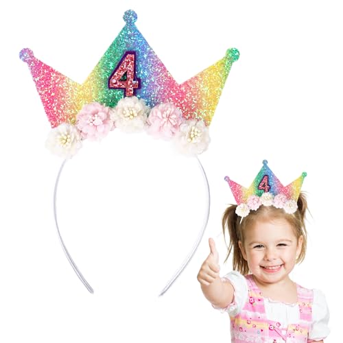 Dmnnlp 4 Geburtstag Krone Stirnband für Mädchen Glitzer Prinzessin Tiara Haarschmuck für Mädchen Party Dekorationen Blume Krone Geschenk für 4 Jahre alt Dmnnlp 4 Geburtstag Krone Stirnband für Mädchen Glitzer Prinzessin Tiara Haarschmuck für Mädchen Party Dekorationen Blume Krone Geschenk für 4 Jahre alt von Dmnnlp