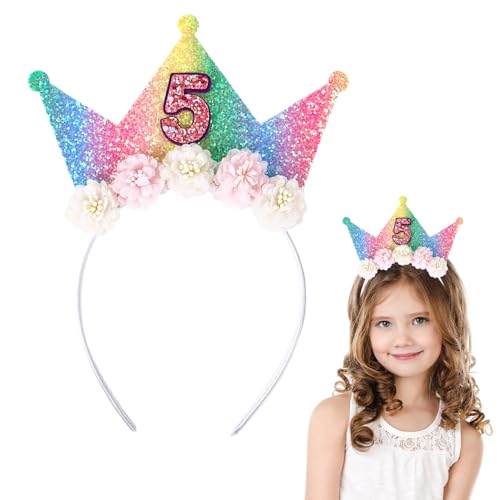 Dmnnlp 5 Geburtstag Krone Stirnband für Mädchen Glitzer Prinzessin Tiara Haarschmuck für Mädchen Party Dekorationen Blume Krone Geschenk für 5 Jahre alt Dmnnlp 5 Geburtstag Krone Stirnband für Mädchen Glitzer Prinzessin Tiara Haarschmuck für Mädchen Party Dekorationen Blume Krone Geschenk für 5 Jahre alt von Dmnnlp