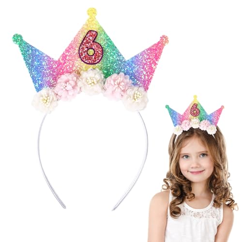 Dmnnlp 6 Geburtstag Krone Stirnband für Mädchen Glitzer Prinzessin Tiara Haarschmuck für Mädchen Party Dekorationen Blume Krone Geschenk für 6 Jahre alt Dmnnlp 6 Geburtstag Krone Stirnband für Mädchen Glitzer Prinzessin Tiara Haarschmuck für Mädchen Party Dekorationen Blume Krone Geschenk für 6 Jahre alt von Dmnnlp