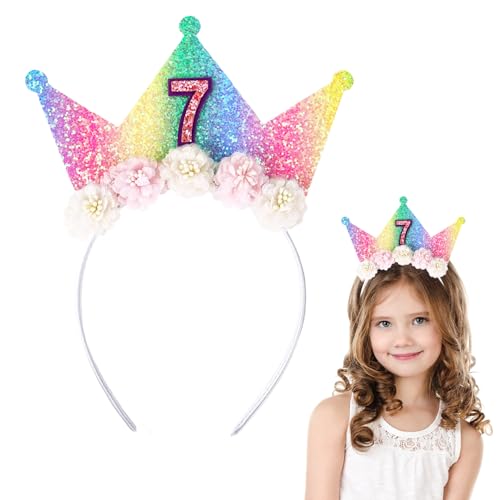 Dmnnlp 7 Geburtstag Krone Stirnband für Mädchen Glitzer Prinzessin Tiara Haarschmuck für Mädchen Party Dekorationen Blume Krone Geschenk für 7 Jahre alt Dmnnlp 7 Geburtstag Krone Stirnband für Mädchen Glitzer Prinzessin Tiara Haarschmuck für Mädchen Party Dekorationen Blume Krone Geschenk für 7 Jahre alt von Dmnnlp