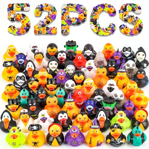 DMSKY 52 Stück Halloween-Gummienten, Halloween-Partygeschenke, Halloween-Korbfüller, Geschenktausch, Leckerli-Zubehör, Goodie-Tütenfüller von Dmsky